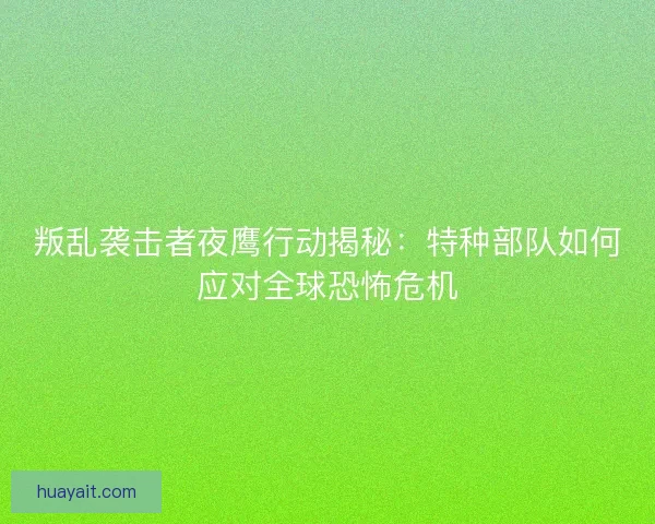 叛乱袭击者夜鹰行动揭秘：特种部队如何应对全球恐怖危机