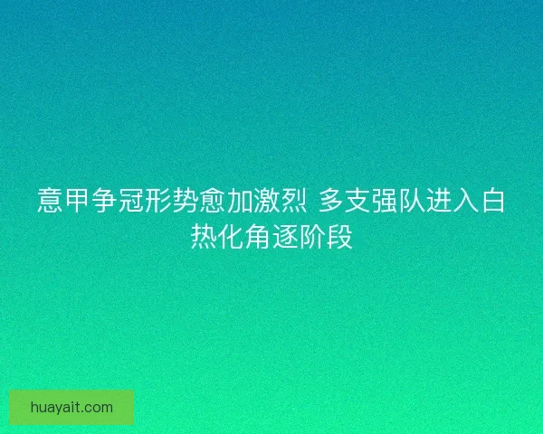意甲争冠形势愈加激烈 多支强队进入白热化角逐阶段 意甲争冠形势愈加激烈 多支强队进入白热化角逐阶段