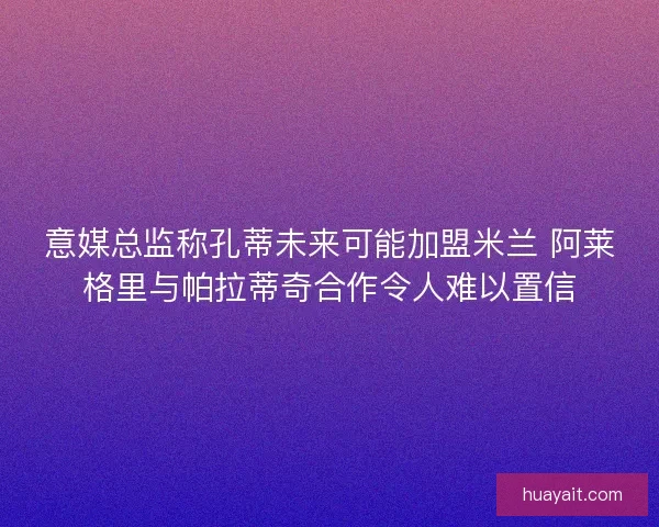 意媒总监称孔蒂未来可能加盟米兰 阿莱格里与帕拉蒂奇合作令人难以置信
